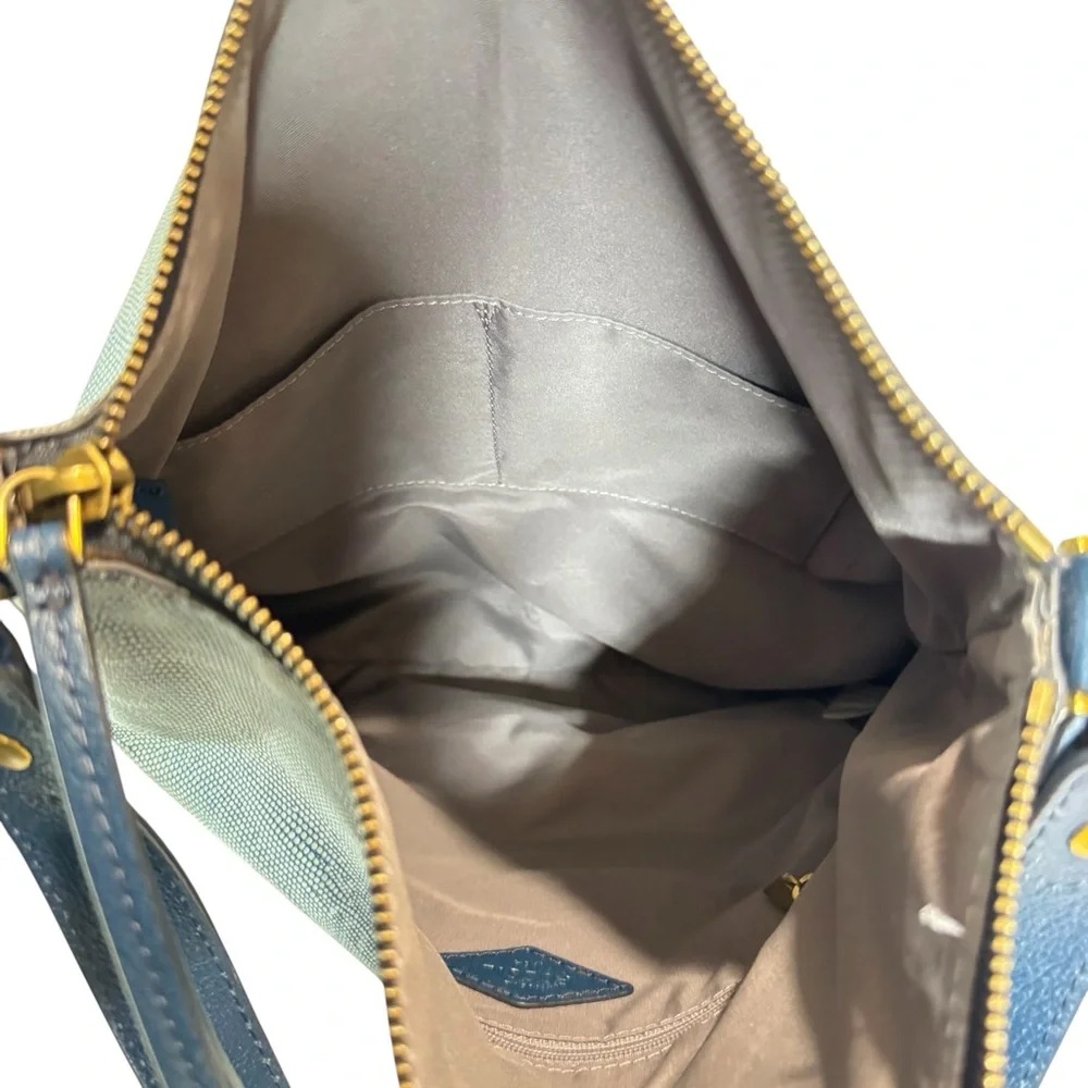 Fossil‎ Amelia Hobo Shoulder Bag Cow Hide Leather Twilight Blue Gold Hardware